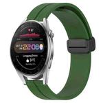 For Huawei Watch 3 Pro New 22mm Solid Color Magnetic Clasp Silicone Watch Band(Army Green)