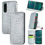For Sony Xperia 5 IV Blooming Mandala Embossed Magnetic Leather Phone Case(Gray)