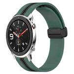 For Amazfit GTR 4 22mm Folding Magnetic Clasp Silicone Watch Band(Olive Green + Black)