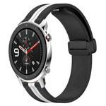 For Amazfit GTR 4 22mm Folding Magnetic Clasp Silicone Watch Band(Black+White)