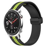 For Amazfit GTR 4 22mm Folding Magnetic Clasp Silicone Watch Band(Black+Lime Green)