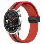 For Amazfit GTR 4 22mm Folding Magnetic Clasp Silicone Watch Band(Red+Black)