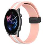 For Amazfit GTR 3 22mm Folding Magnetic Clasp Silicone Watch Band(Pink+White)