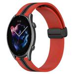 For Amazfit GTR 3 22mm Folding Magnetic Clasp Silicone Watch Band(Red+Black)