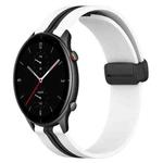 For Amazfit GTR 2e 22mm Folding Magnetic Clasp Silicone Watch Band(White+Black)