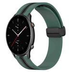For Amazfit GTR 2e 22mm Folding Magnetic Clasp Silicone Watch Band(Olive Green + Black)