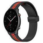 For Amazfit GTR 2e 22mm Folding Magnetic Clasp Silicone Watch Band(Black+Red)