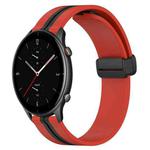 For Amazfit GTR 2e 22mm Folding Magnetic Clasp Silicone Watch Band(Red+Black)