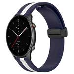 For Amazfit GTR 2e 22mm Folding Magnetic Clasp Silicone Watch Band(Midnight Blue + White)