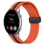 For Amazfit GTR 2 22mm Folding Magnetic Clasp Silicone Watch Band(Orange+Black)