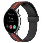 For Amazfit GTR 2 22mm Folding Magnetic Clasp Silicone Watch Band(Black+Red)