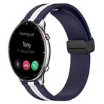 For Amazfit GTR 2 22mm Folding Magnetic Clasp Silicone Watch Band(Midnight Blue + White)