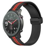 For Amazfit GTR 47mm 22mm Folding Magnetic Clasp Silicone Watch Band(Black+Red)