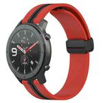 For Amazfit GTR 47mm 22mm Folding Magnetic Clasp Silicone Watch Band(Red+Black)