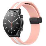 For Xiaomi MI Watch S1 22mm Folding Magnetic Clasp Silicone Watch Band(Pink+White)