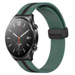 For Xiaomi MI Watch S1 22mm Folding Magnetic Clasp Silicone Watch Band(Olive Green + Black)
