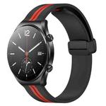 For Xiaomi MI Watch S1 22mm Folding Magnetic Clasp Silicone Watch Band(Black+Red)