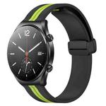 For Xiaomi MI Watch S1 22mm Folding Magnetic Clasp Silicone Watch Band(Black+Lime Green)