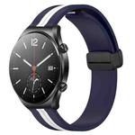 For Xiaomi MI Watch S1 22mm Folding Magnetic Clasp Silicone Watch Band(Midnight Blue + White)