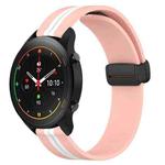 For Xiaomi MI Watch S1 Pro 22mm Folding Magnetic Clasp Silicone Watch Band(Pink+White)