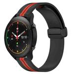 For Xiaomi MI Watch S1 Pro 22mm Folding Magnetic Clasp Silicone Watch Band(Black+Red)