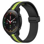 For Xiaomi MI Watch S1 Pro 22mm Folding Magnetic Clasp Silicone Watch Band(Black+Lime Green)