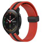 For Xiaomi MI Watch S1 Pro 22mm Folding Magnetic Clasp Silicone Watch Band(Red+Black)
