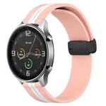 For Xiaomi MI Watch Color 22mm Folding Magnetic Clasp Silicone Watch Band(Pink+White)