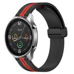 For Xiaomi MI Watch Color 22mm Folding Magnetic Clasp Silicone Watch Band(Black+Red)