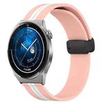 For Huawei Watch GT3 Pro 46mm 22mm Folding Magnetic Clasp Silicone Watch Band(Pink+White)