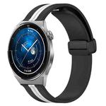 For Huawei Watch GT3 Pro 46mm 22mm Folding Magnetic Clasp Silicone Watch Band(Black+White)