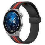 For Huawei Watch GT3 Pro 46mm 22mm Folding Magnetic Clasp Silicone Watch Band(Black+Red)