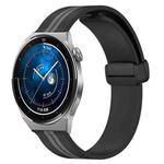 For Huawei Watch GT3 Pro 46mm 22mm Folding Magnetic Clasp Silicone Watch Band(Black+Grey)
