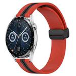 For Huawei Watch GT3 46mm 22mm Folding Magnetic Clasp Silicone Watch Band(Red+Black)