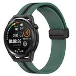 For Huawei Watch GT Runner 22mm Folding Magnetic Clasp Silicone Watch Band(Olive Green + Black)