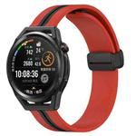 For Huawei Watch GT Runner 22mm Folding Magnetic Clasp Silicone Watch Band(Red+Black)