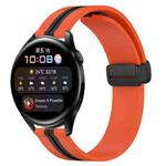 For Huawei Watch 3 22mm Folding Magnetic Clasp Silicone Watch Band(Orange+Black)