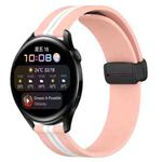 For Huawei Watch 3 22mm Folding Magnetic Clasp Silicone Watch Band(Pink+White)