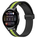 For Huawei Watch 3 22mm Folding Magnetic Clasp Silicone Watch Band(Black+Lime Green)
