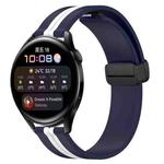 For Huawei Watch 3 22mm Folding Magnetic Clasp Silicone Watch Band(Midnight Blue + White)