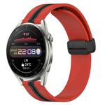 For Huawei Watch 3 Pro 22mm Folding Magnetic Clasp Silicone Watch Band(Red+Black)