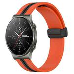 For Huawei GT2 Pro 22mm Folding Magnetic Clasp Silicone Watch Band(Orange+Black)