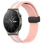 For Huawei GT2 Pro 22mm Folding Magnetic Clasp Silicone Watch Band(Pink+White)