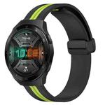 For Huawei Watch GT 2E 22mm Folding Magnetic Clasp Silicone Watch Band(Black+Lime Green)