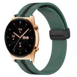For Honor Watch GS 3 22mm Folding Magnetic Clasp Silicone Watch Band(Olive Green + Black)