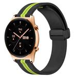 For Honor Watch GS 3 22mm Folding Magnetic Clasp Silicone Watch Band(Black+Lime Green)