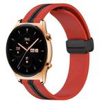 For Honor Watch GS 3 22mm Folding Magnetic Clasp Silicone Watch Band(Red+Black)