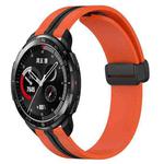 For Honor Watch GS Pro 22mm Folding Magnetic Clasp Silicone Watch Band(Orange+Black)