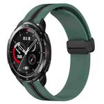 For Honor Watch GS Pro 22mm Folding Magnetic Clasp Silicone Watch Band(Olive Green + Black)