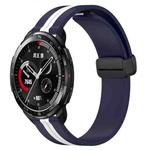 For Honor Watch GS Pro 22mm Folding Magnetic Clasp Silicone Watch Band(Midnight Blue + White)